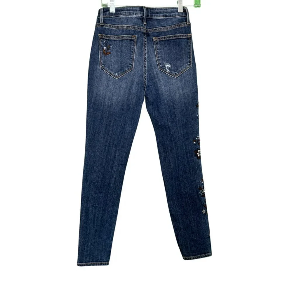 Driftwood X Bluebell Fleur Jackie Embroidered High Rise Skinny Jeans W25…
